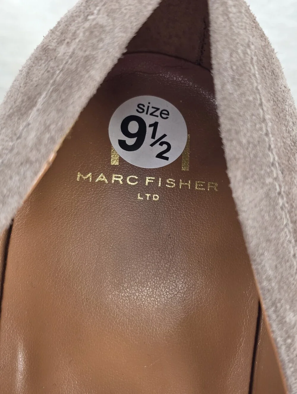 Marc Fisher LTD Lina Taupe Suede Platform Heeled Loafers 9.5M